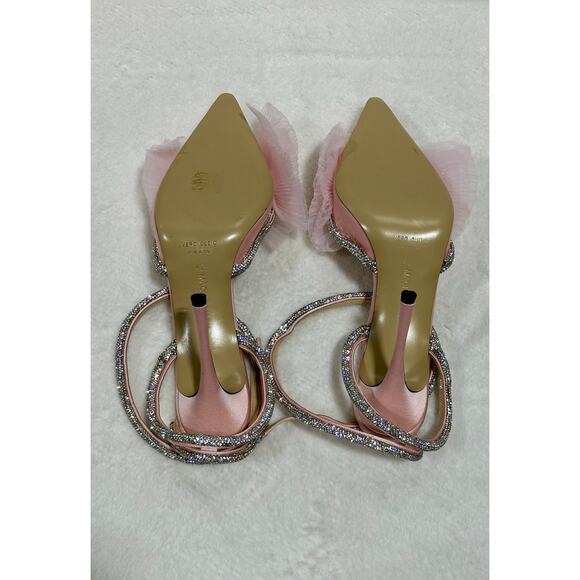 MACH & MACH Women Pink Bow Crystal Strap Heels - Picture 7 of 9